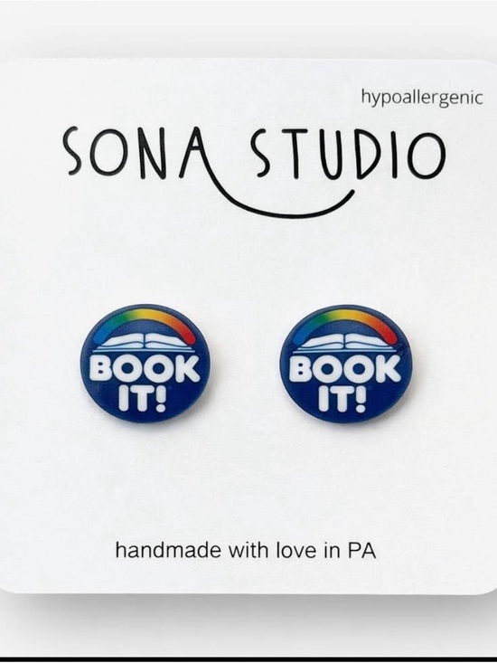 Jewelry - BOOK IT! Rainbow Navy Stud Earrings